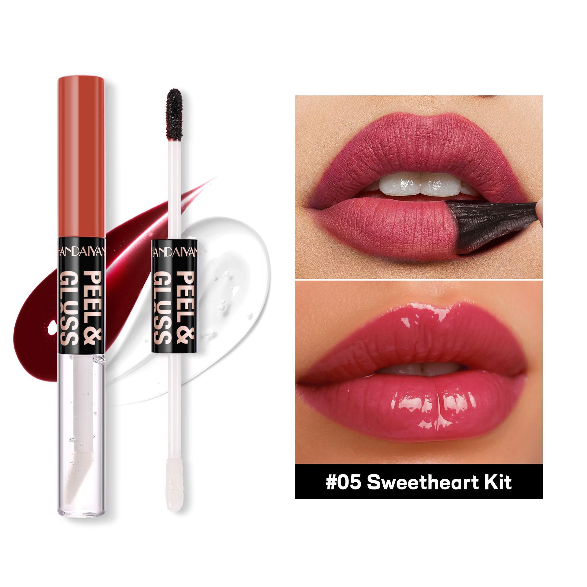 Transfronterizo rasgar lápiz labial mate impermeable HANDAIYAN humectante fácil de colorear reparación doble cabeza suave