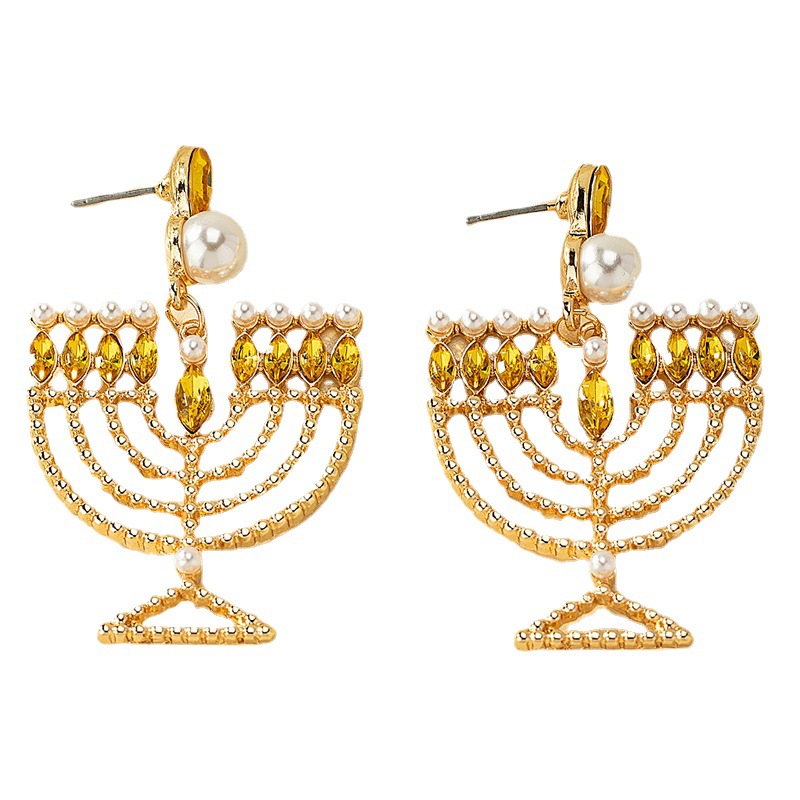 Quaste Retro Ohrringe Kerzenlicht Weinglas Diamant-besetzte Perlen Ohrringe Nische personalisierte Design Ohrringe_voghion.com