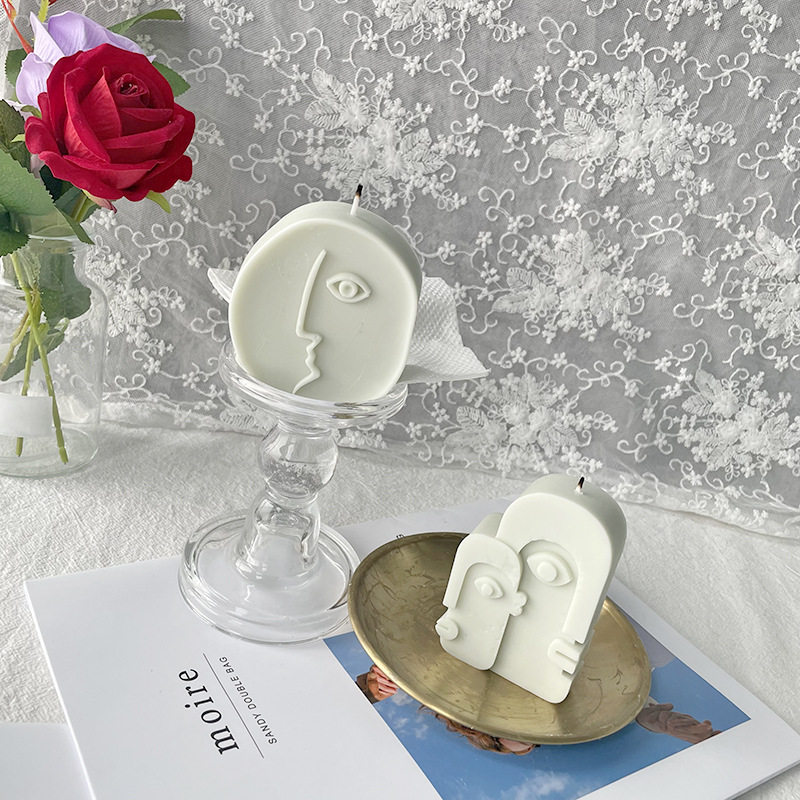 Jiahuimei irregular abstracto cara aromaterapia vela molde de silicona jabón hecho a mano yeso decoración epoxi herramienta abrasiva