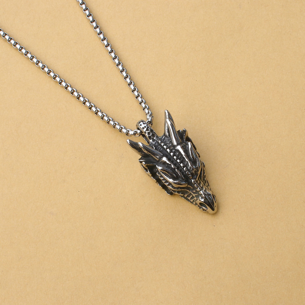 Collana con ciondolo a forma di testa di animale punk da uomo, decorazione con catena a forma di lupo_voghion.com