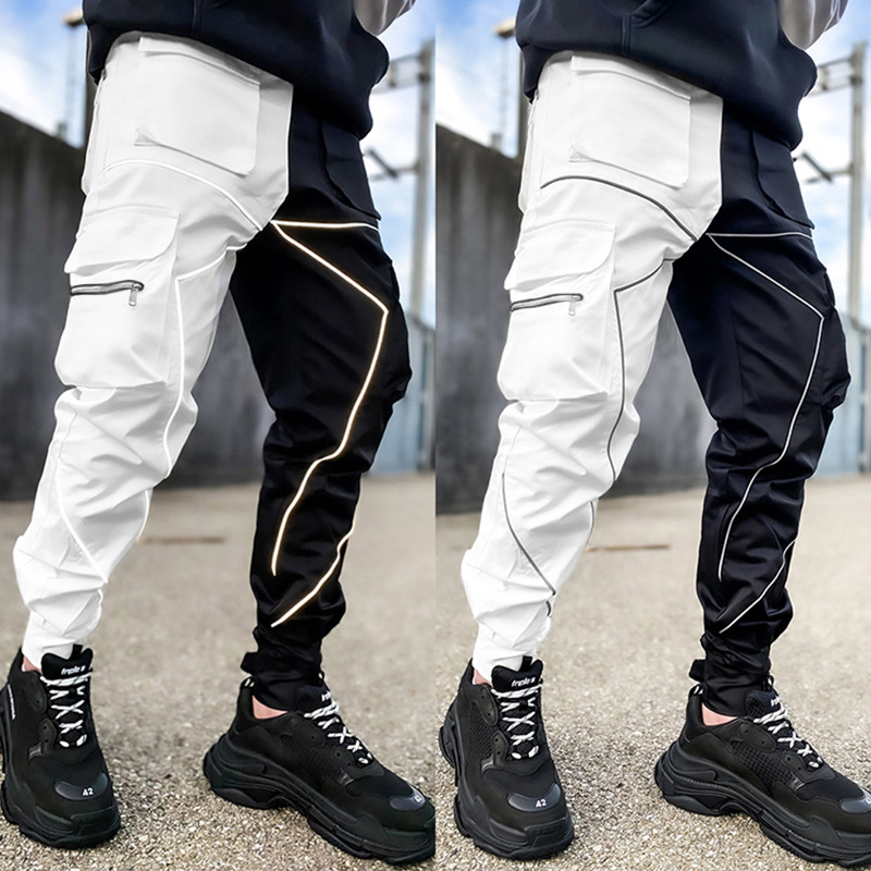 Foreign trade work pants in spring and autumn Men's European and American fashion brand loose straight leg sports trousers Multi pocket fashion leggings