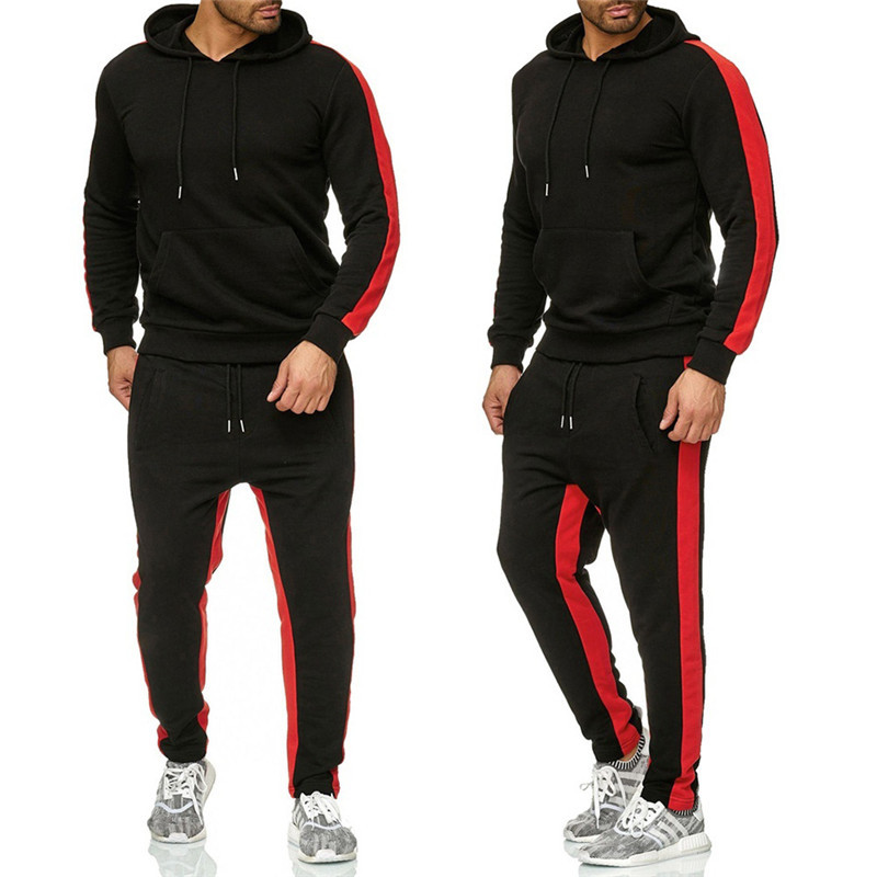 Set de două piese cu dungi noi pentru bărbați și femei, hanorac sport casual pentru bărbați_voghion.com