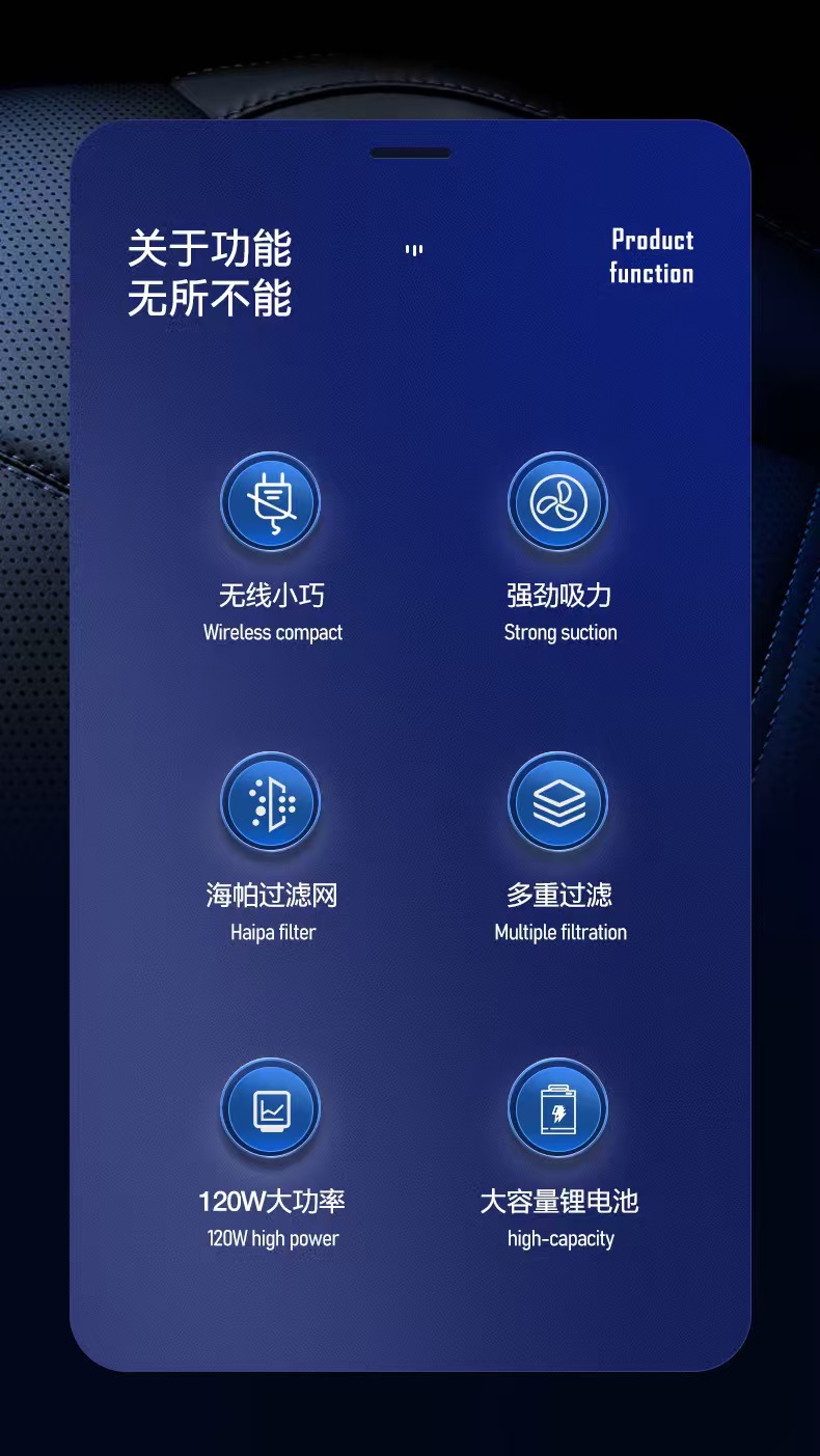 Cross-Border Car-Mounted Wireless Vacuum Cleaner, Household Small-Sized, High-Power, Portable, Handheld, Mini, High-Power Vacuum Cleaner