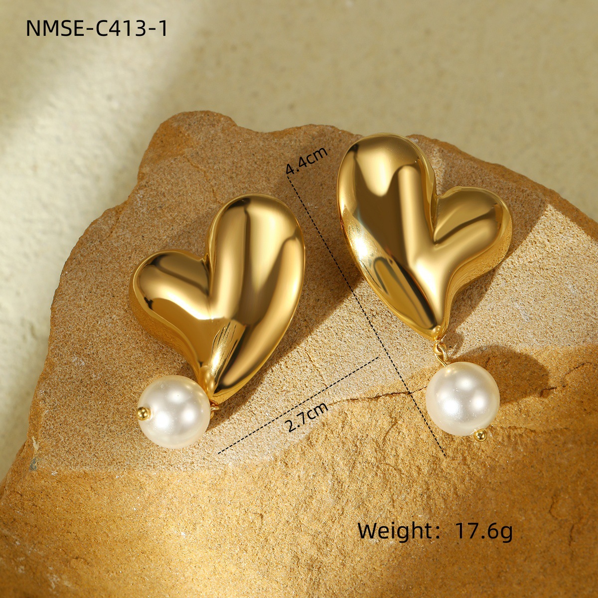 1 Pair Quantity Holiday, Daily Occasion 304 Stainless Steel Material 1 Pair Vintage Style Classic Style Heart Shape Plating 304 Stainless Steel 18K Gold Plated Drop Earrings