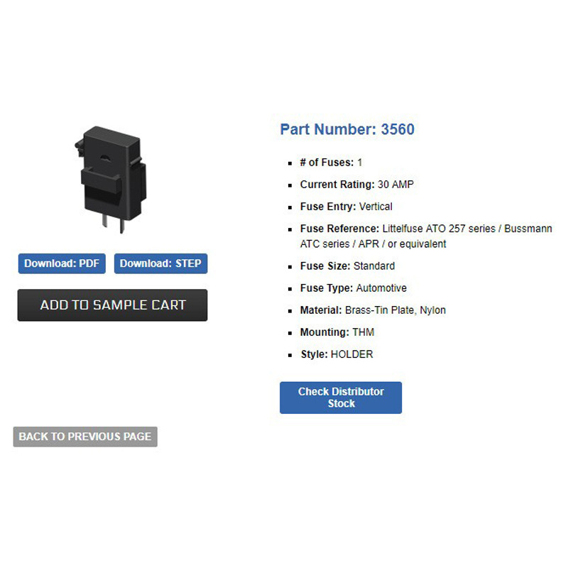 KEYSTONE ELECTRONICS 3560塑胶保险丝座 仪表面板安装保险丝座