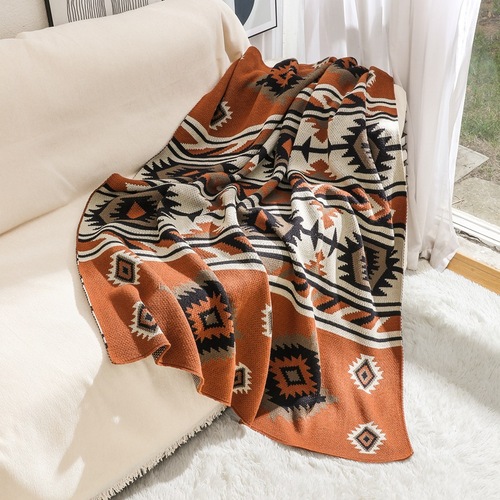 简约针织毛线波西米亚挂毯腈纶午睡毯子冬季装饰毛毯沙发盖毯子
