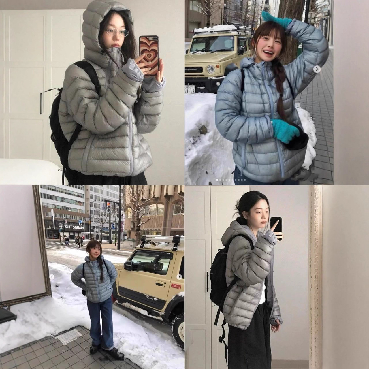 Sansange*R Ribbed down Jacket Korean Style Women's Warm Zero-Pressure Hooded Coat Same Style as Wu Shiwen