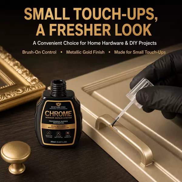 Cross-border gold chrome repair paint, scratch repair liquid for hardware handles, dual-head integrated metal renovation and color restoration oil