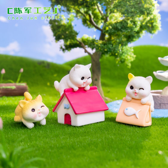 Micro landscape creative cute lying kitten doll gardening baby house DIY decoration accessories desktop small ornaments