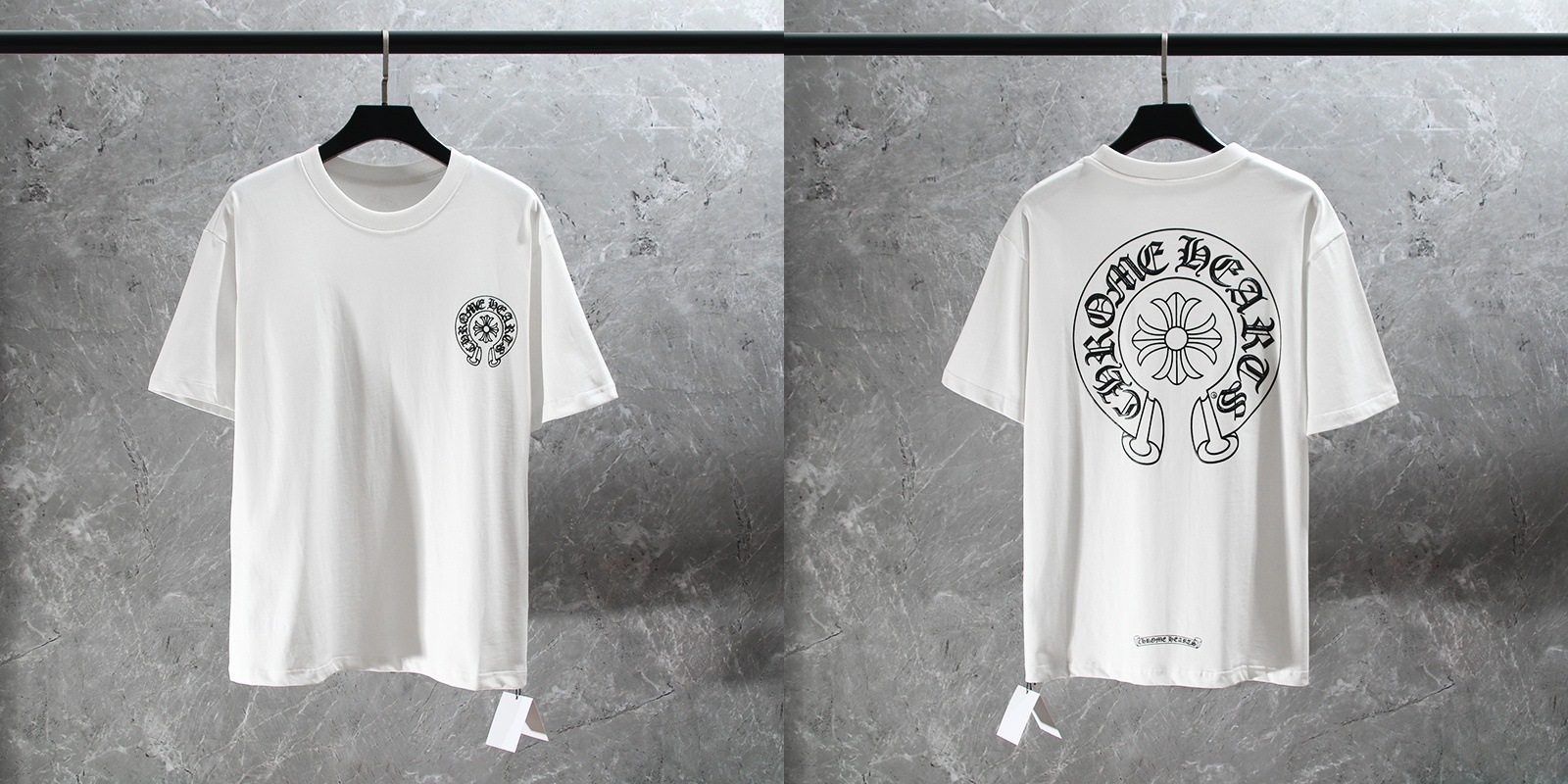 Chrome Hearts T-shirt Luminous Horseshoe Cross Print Sanskrit White