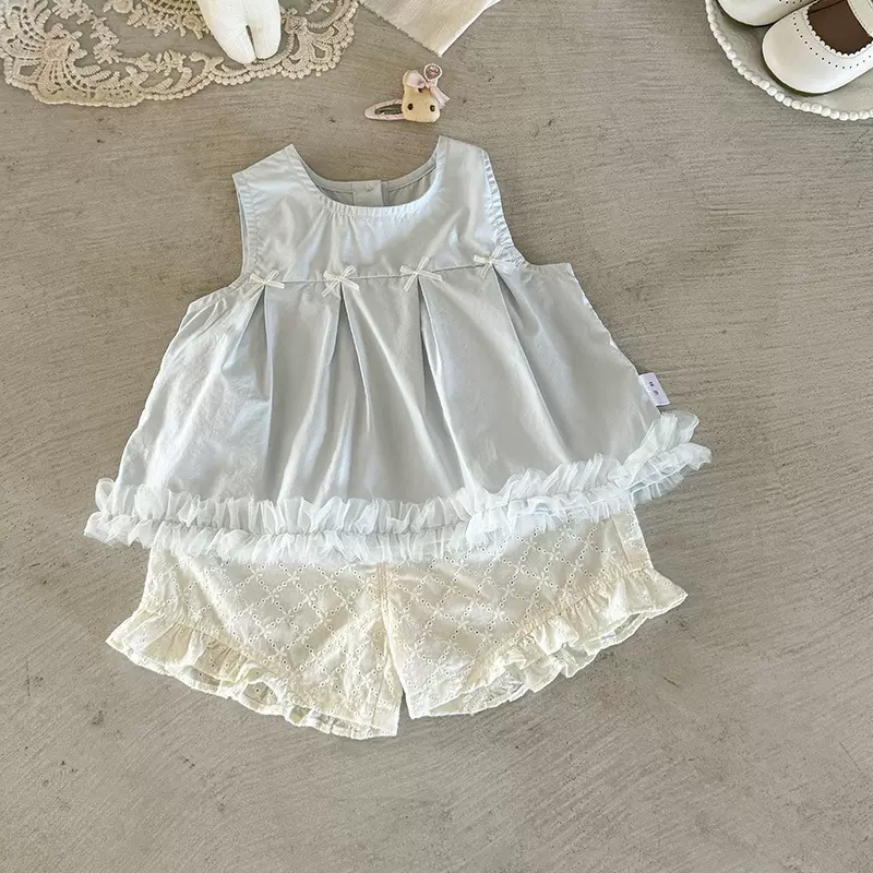 ins女童夏装套装2026新款洋气宝宝无袖上衣婴小童透气短裤薄款a类