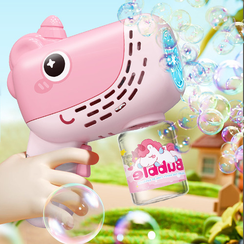 Cross-border cartoon bubble gun full automatic handheld leak-proof 10-hole electric bubble dinosaur children's fan toy