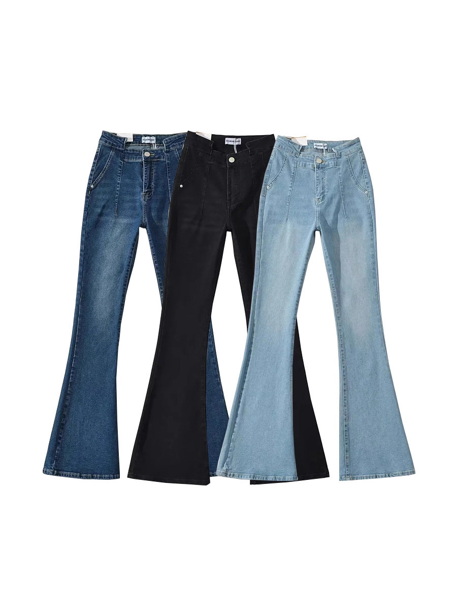 Retro design elastic autumn jeans