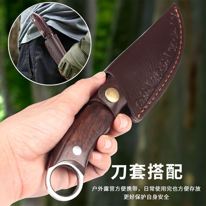 战术亚马逊多用刀热卖手工锻打锤纹剔骨刀户外露营便携切肉分割刀