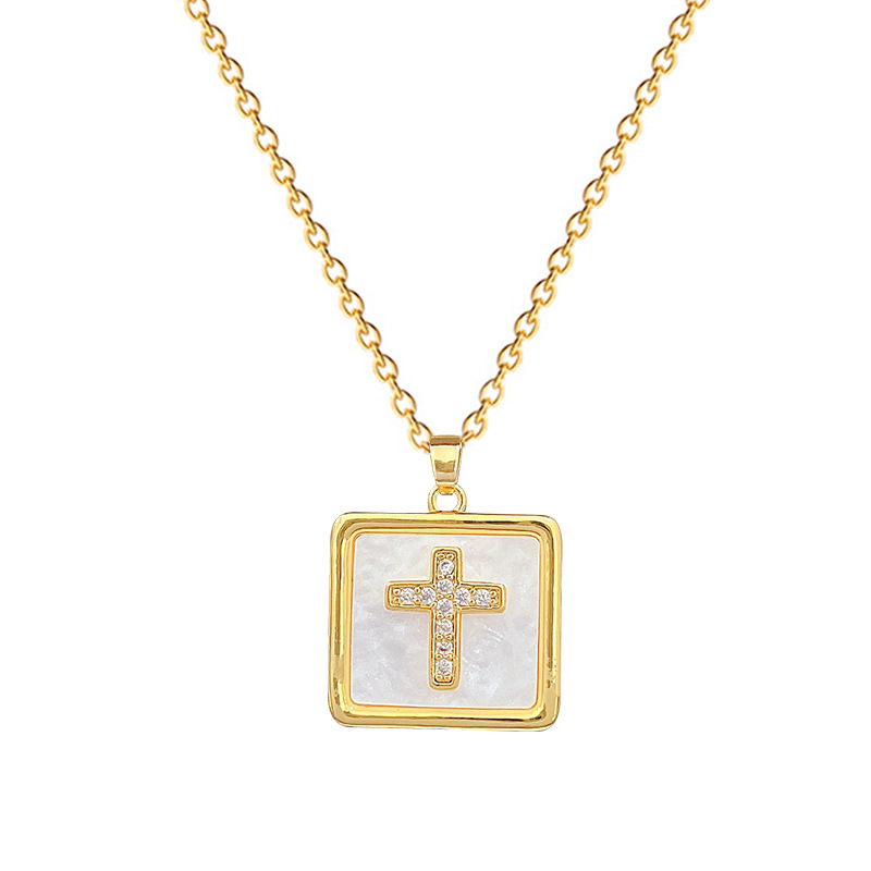 Square Crystal Diamond Collarbone Necklace For Women Titanium_voghion.com