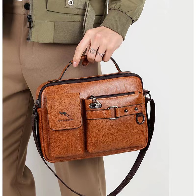 Bolso de hombro al por mayor bolso de mensajero de los hombres bolso de negocios de los hombres bolso de cuero suave bolso cruzado casual bolsa colgante de gran capacidad