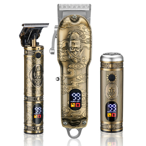 Multifunctional hair clipper, four-in-one nose hair trimming razor, LCD engraving whitening combination set with cloth