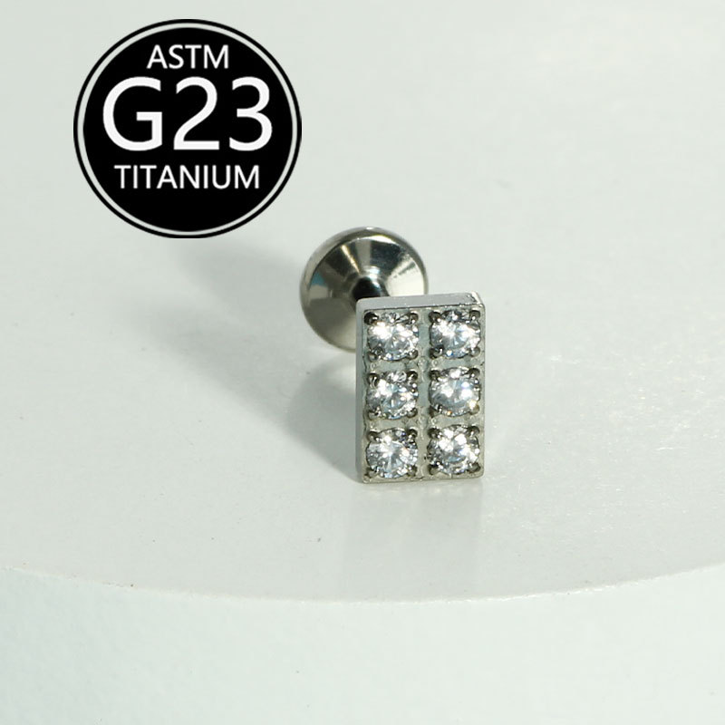G23 Titanium Zircon Lip Stud Ear Bone Stud Body Piercing Jewelry 1.2mm Flat Back Stud Wholesale detail image 8