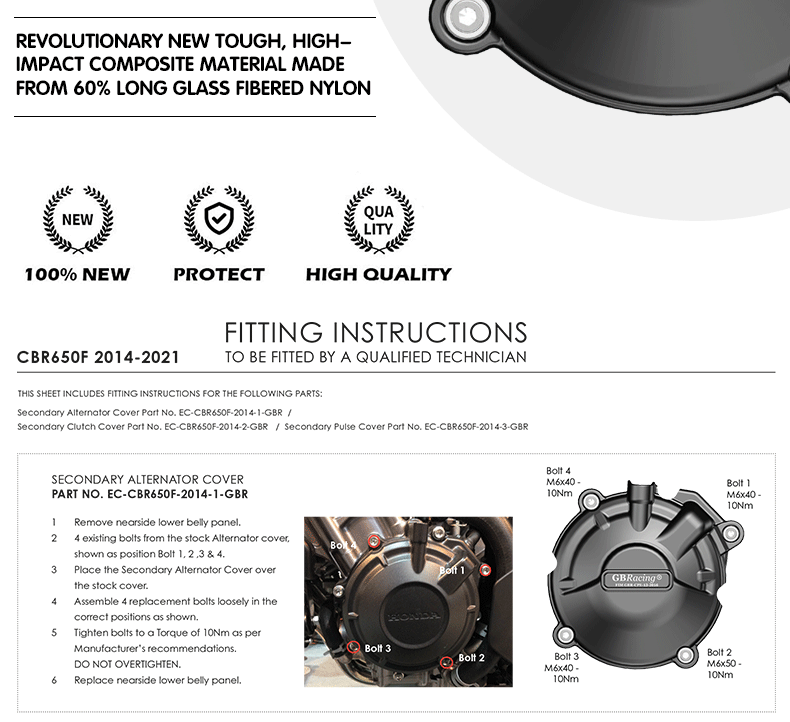 Suitable for Honda Motorcycle Engine Protective Cover Cbr650R Anti-Fall Cover 14-20 Years Cb650F Engine Cover