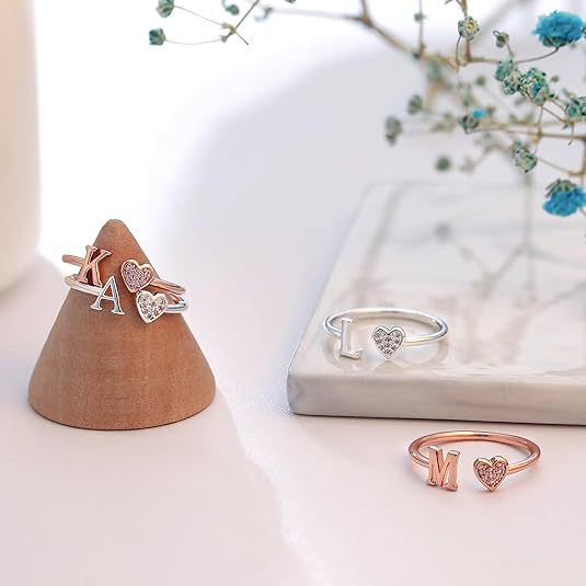 Inlay Design Wholesale Jewelry Vacation Classic Style Heart Shape Copper Zircon Inlay Open Rings