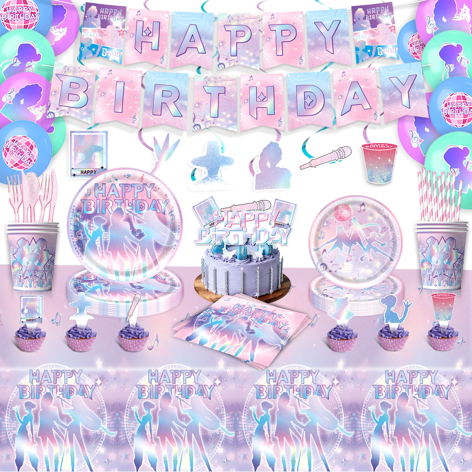 New Colorful Witch-Themed Party Supplies, Birthday Banners, Cake Toppers, Birthday Party Decorations