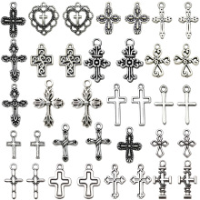 跨境复古十字架吊坠手工diy钥匙扣项链钥匙扣锌合金饰品配件批发