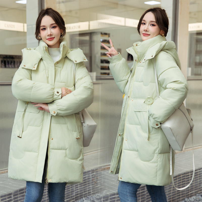 Águacate 2025, ropa de algodón coreana de invierno grande nuevo bolsillo grande, ropa de algodón suelta coreana de tamaño largo image 4