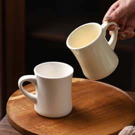 米色收腰马克杯加LOGO定 制网红陶瓷杯ins咖啡杯卡通广告杯饮水杯