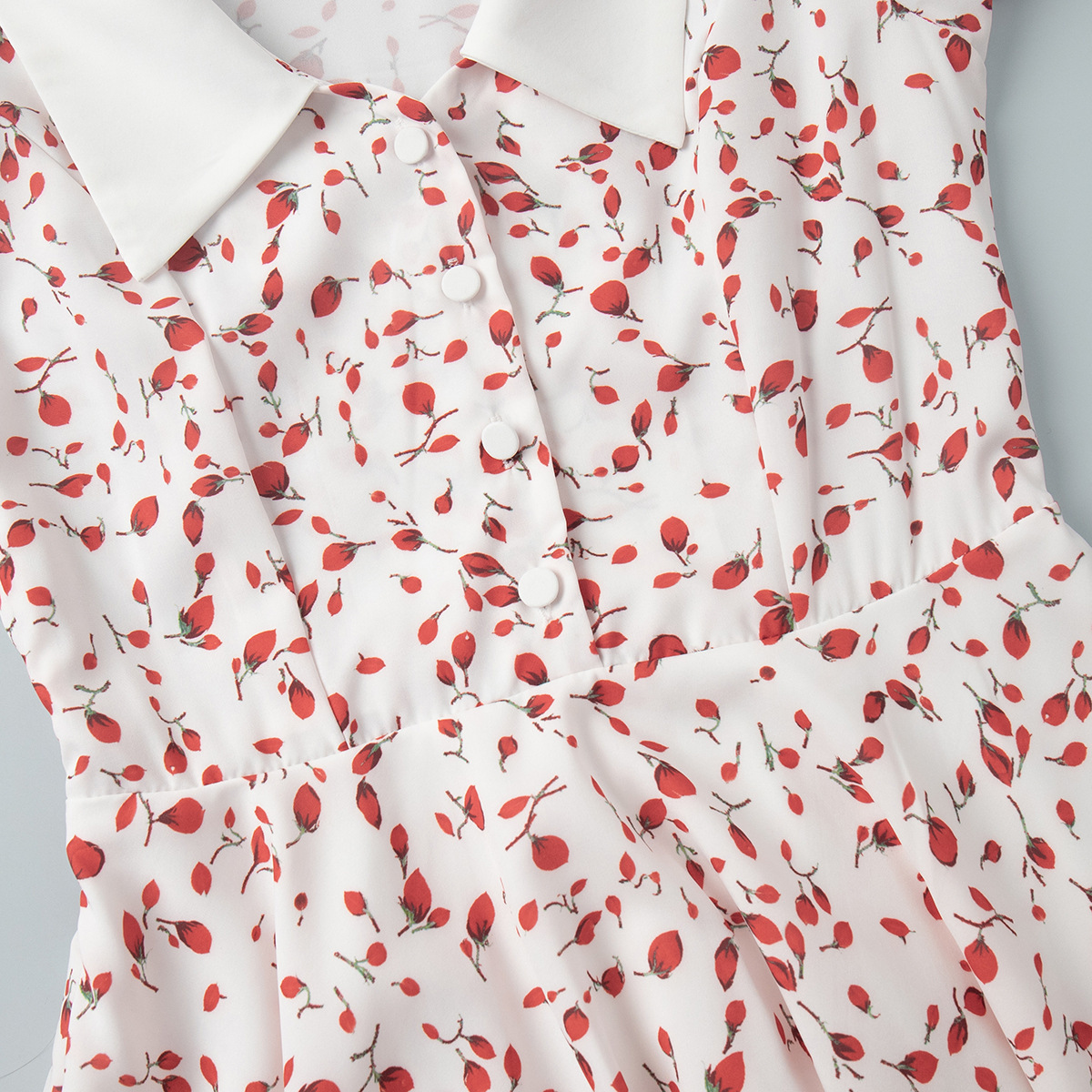 V-neck Printed Dress For Women, European And American Summer New Style, Bubble Sleeve Short Skirt_ecoleips.com