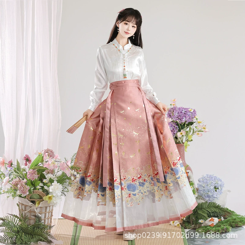 Nanxiang Jinxia [Jinlianhua] Новый китайский стиль, оригинальная юбка Mamian Hanfu династии Мин, весенняя повседневная китайская стильная летняя новинка