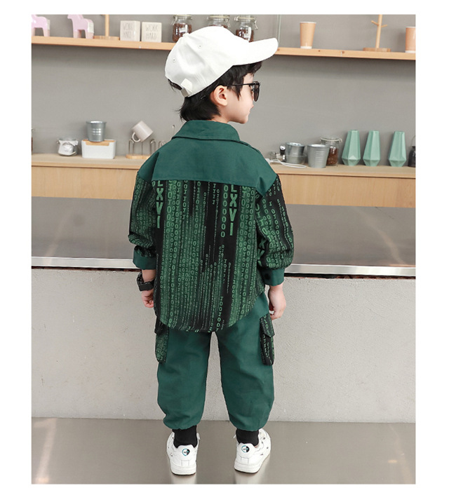 Chemise de travail imprimée pour garçons, ensemble deux pièces tendance et Cool, nouvelle collection printemps et automne 2022_voghion.com