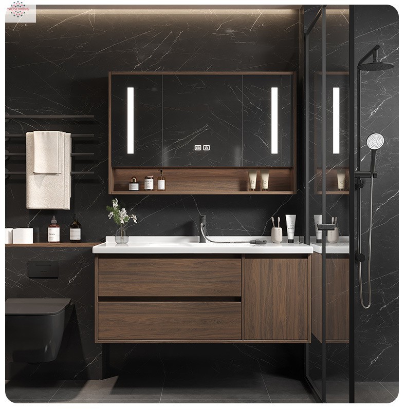 Peach-wood ceramic integrated basin, washbasin, bathroom, washstand, washbasin cabinet combination, smart bathroom cabinet set undefined