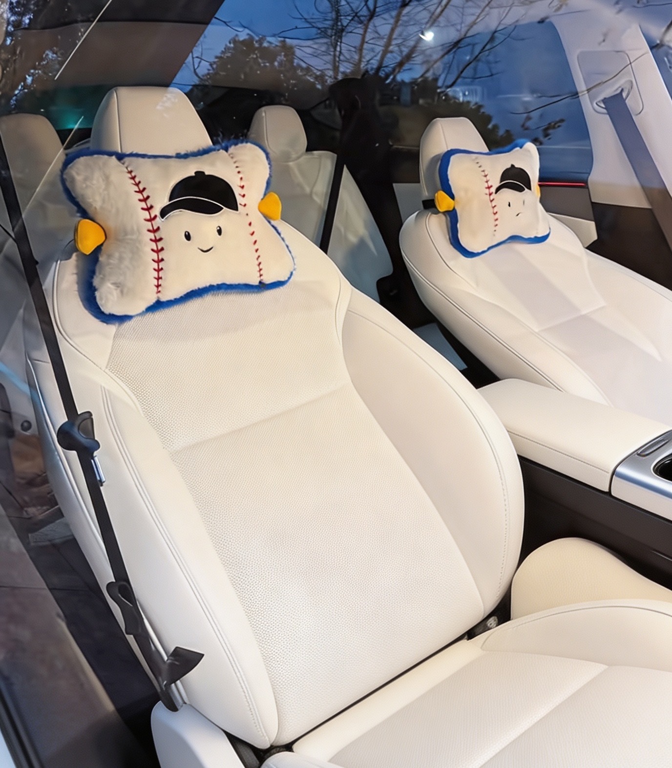 Car Headrest Super Cute and Fun Baseball Sports Headrest Pillow Plush Creative Doll Car Interior Cartoon Pillow