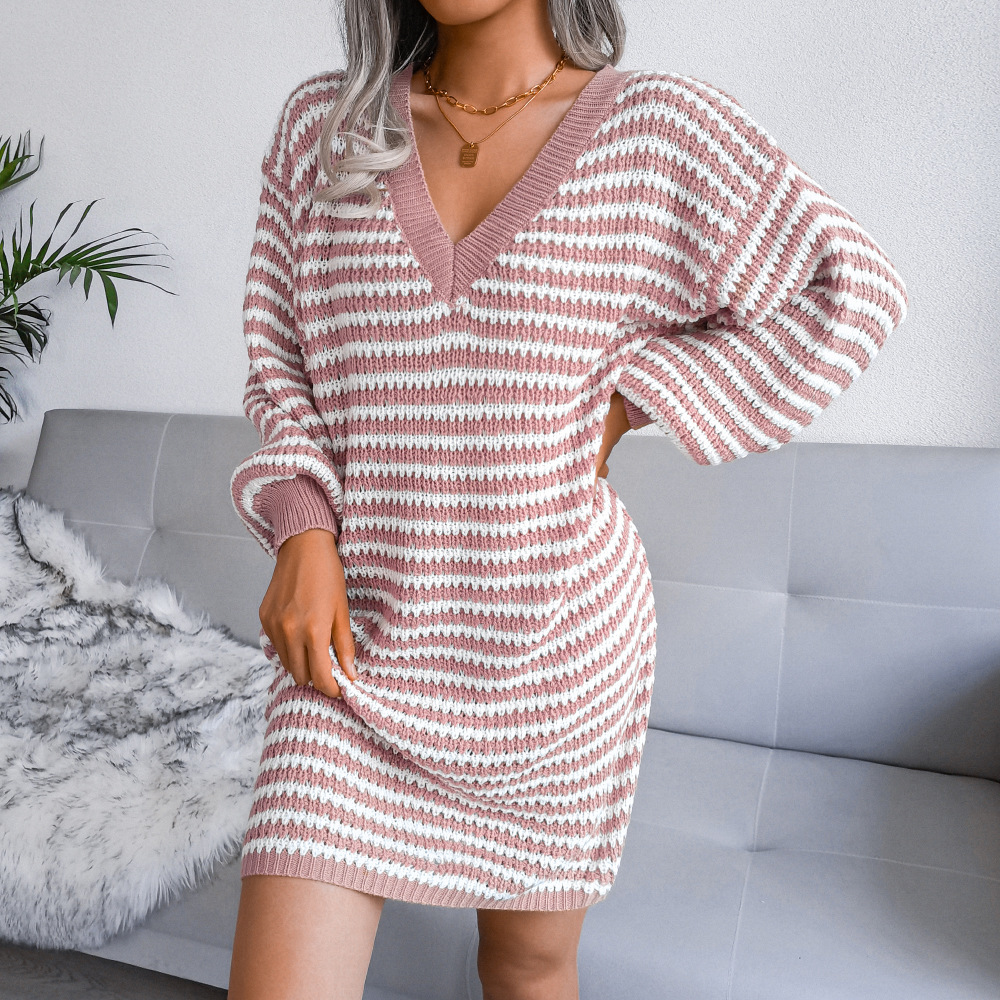 Striped Hollow Knitted Dress NSBJ97940