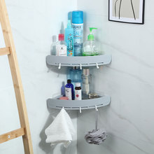 知川免打孔欧式浴室置物架沐浴洗漱收纳架三角塑料厕所吸盘壁批发