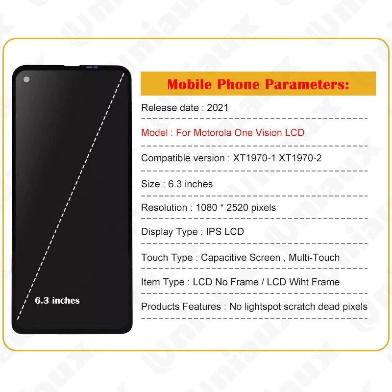 Applicable to Motorola Moto One Vision Screen LCD Interior and Outer Screen with Frame Assembly LCD
