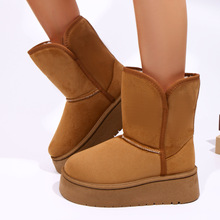 新款女士中筒保暖雪地靴2024秋冬季跨境电商厚底经典简约雪地靴