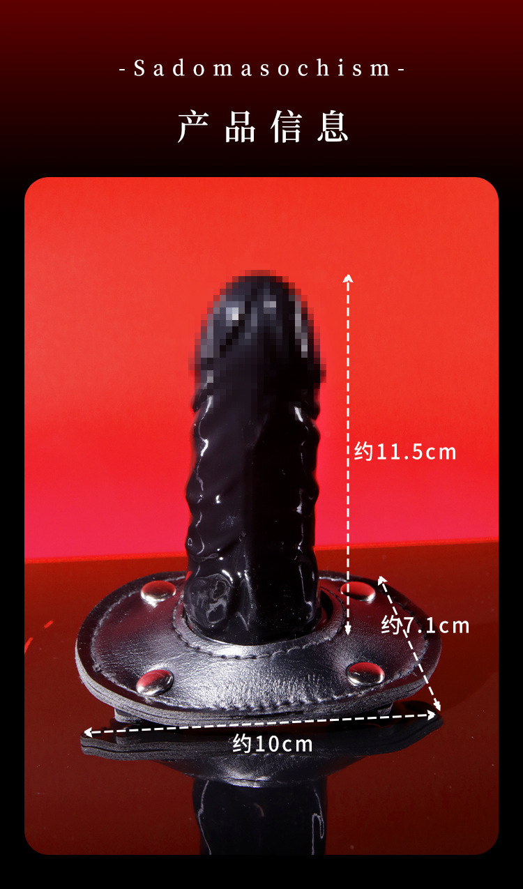SM Penis Gag Oral Training Mask in Black PVC and Leather for Adult Couples — detail image 11