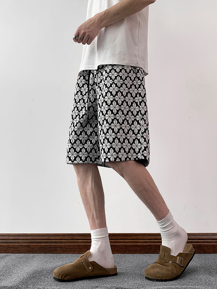 Herren Shorts Mit Hahnentrittmuster Vintage Stil Locker_voghion.com