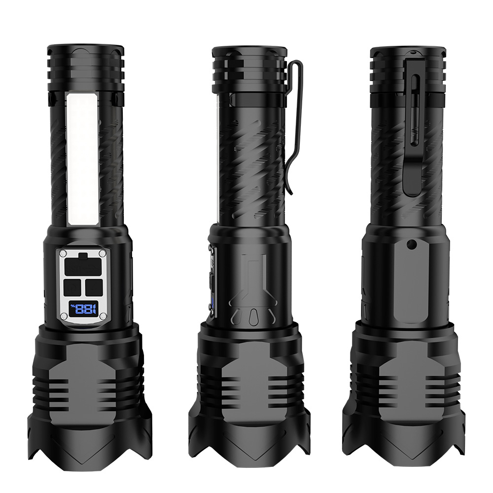 Nuevas linternas de luz intensa transfronterizas impermeables al aire libre luces de luz de alta intensidad multifuncional telescópicas de enfoque de luz de luz