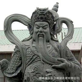 芝麻黑石雕关公图片大全 青石关公雕刻 寺庙门神伽蓝菩萨雕像