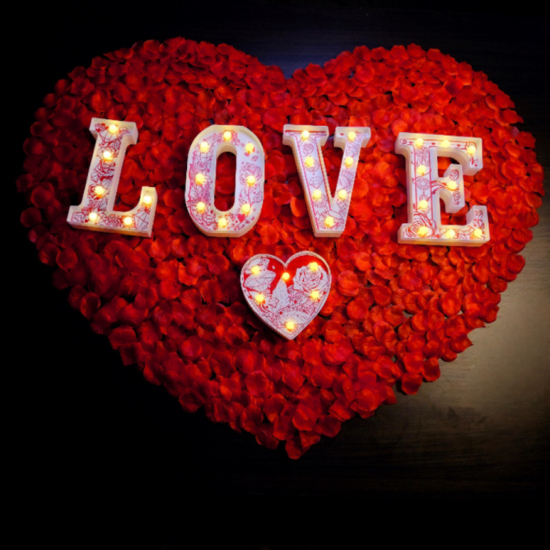 Accesorios de arreglo de confesión de propuesta, luces decorativas, luces de letras con números en inglés, luces de ambiente sorpresa románticas, luces de feliz cumpleaños
