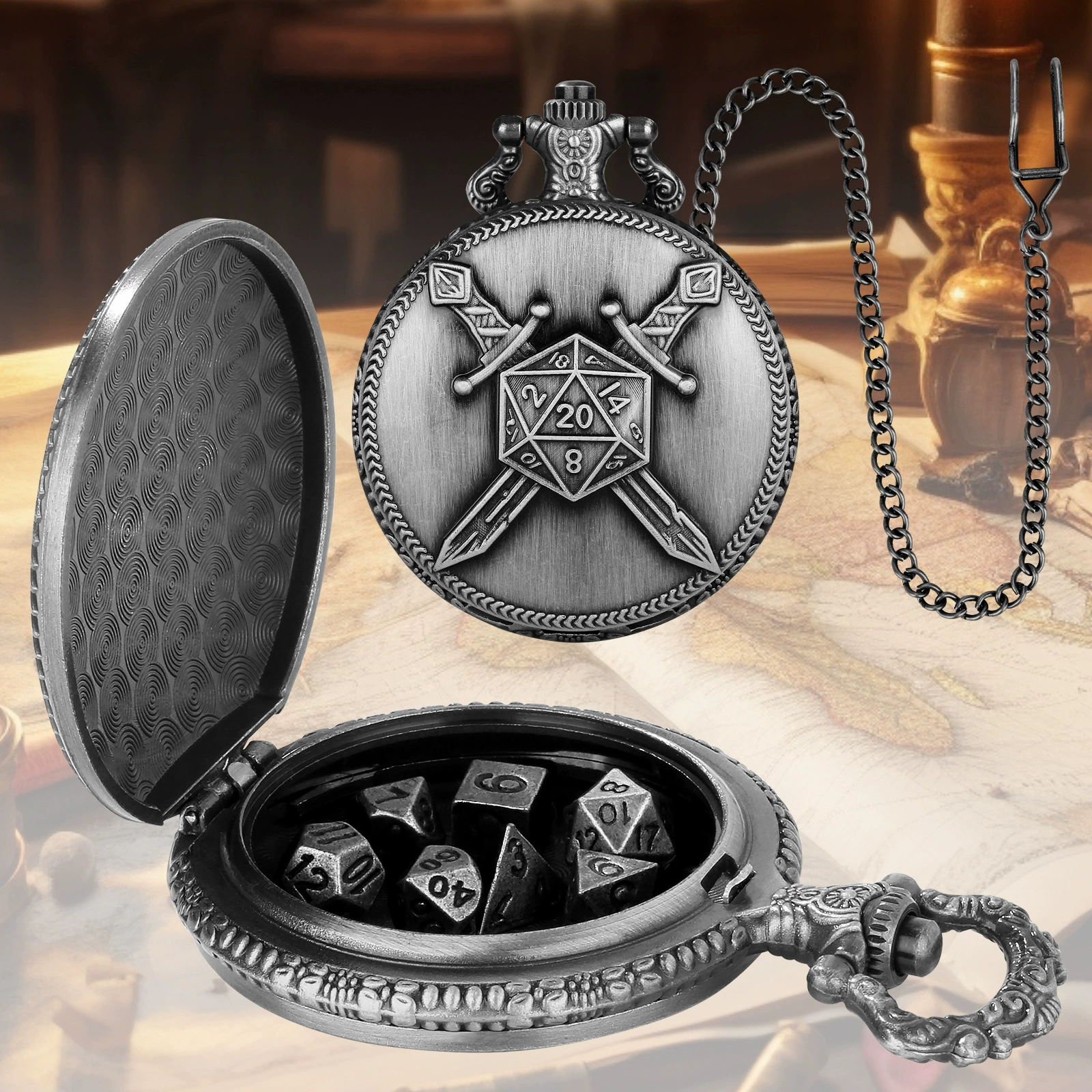 Кости (игральные), аксессуар, карманные часы, ретро объемный корпус