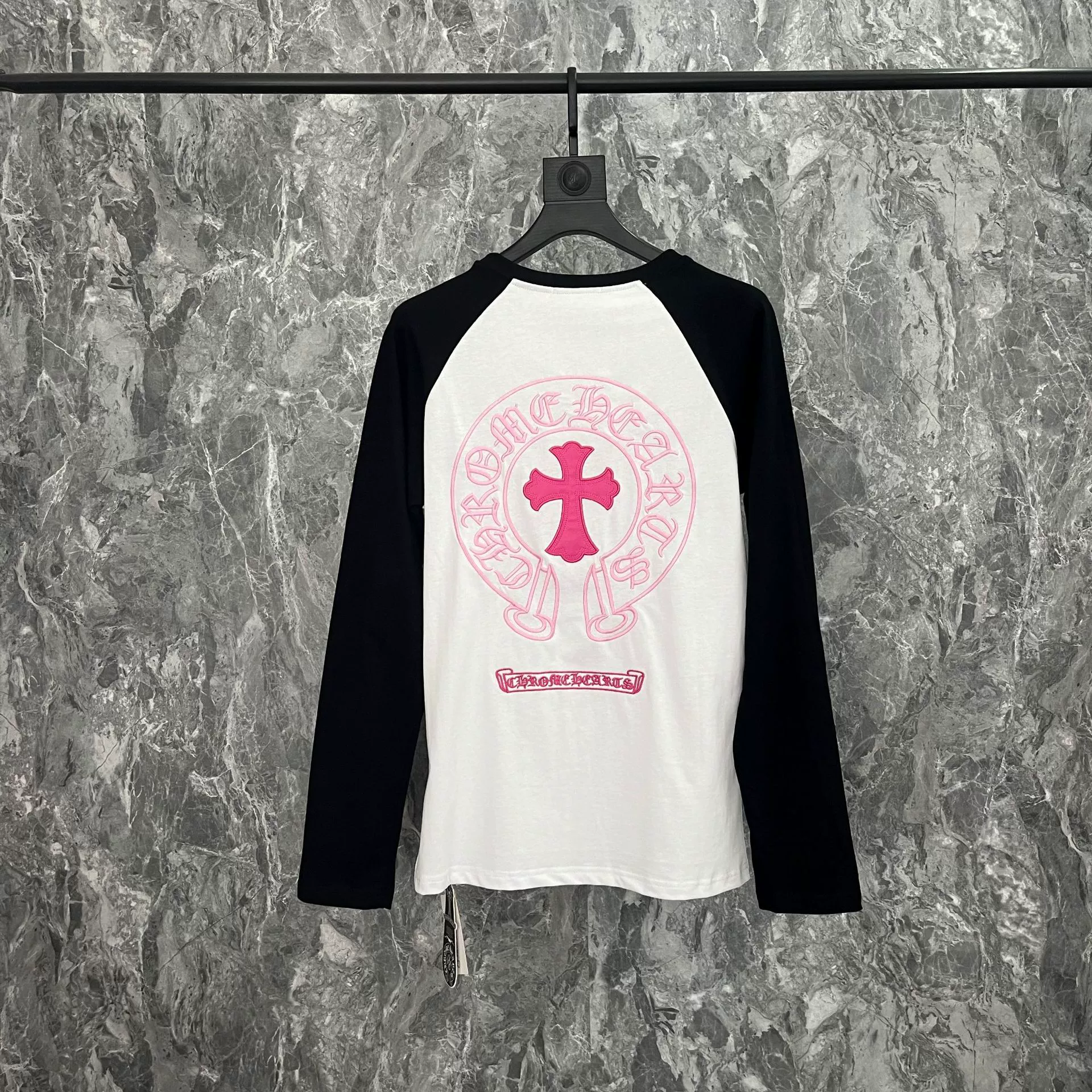 Торговля зарубежная стильная марка Chrome Heart Chrome Heart футболка с круглым вырезом из чистого хлопка дужной весна и осень с длинным рукавом фабричная продажа со склада