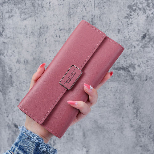 New long wallet for female students, fashionable and simple three-fold coin purse, large capacity, multi-functional card holder and wallet all in one