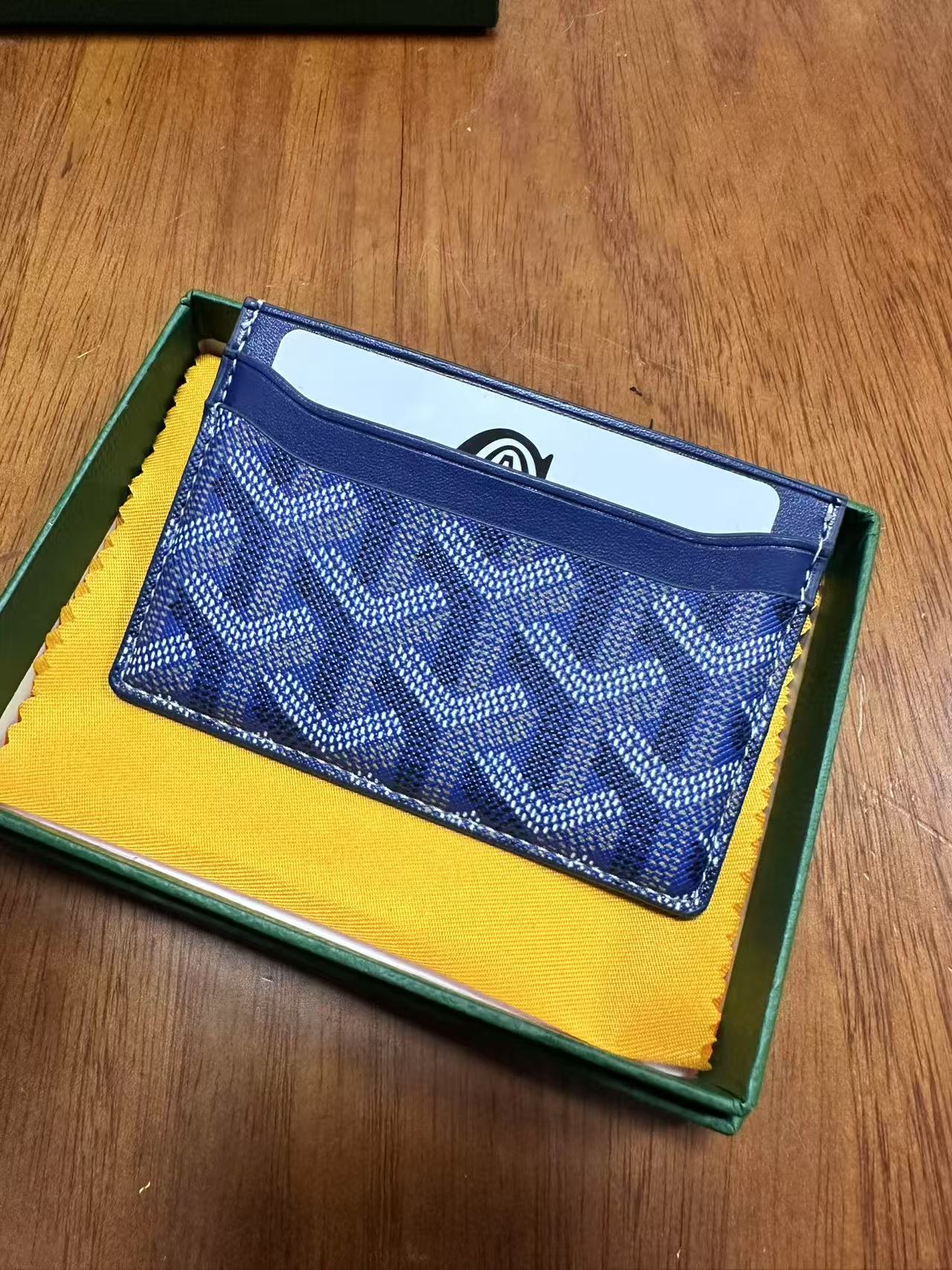 Tarjetero Goyard, tarjetero ultrafino de cuero genuino clásico para hombre, tarjetero de almacenamiento para mujer, tarjetero universal