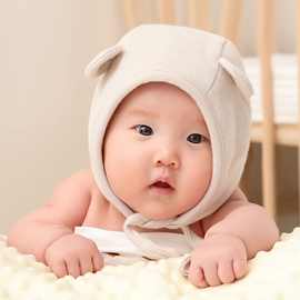 包头帽新生婴儿纯棉护耳帽子0-1岁春秋季初生男宝女宝外出防风系