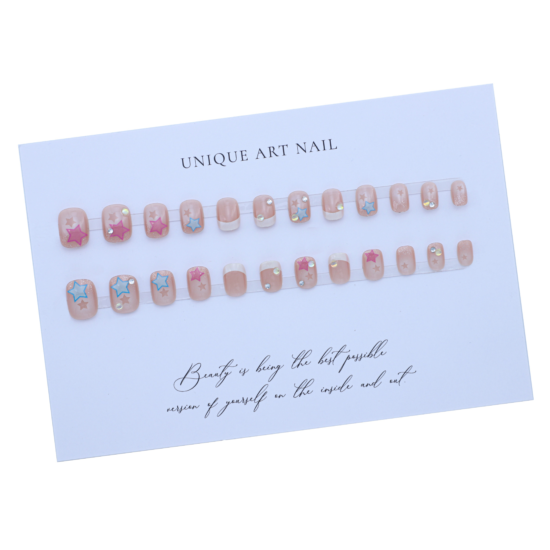 Dopamina manicura dulce estilo fresco desgaste uñas primavera y verano flash leche Fu cariño uñas pegatinas terminado uñas falsas desmontables