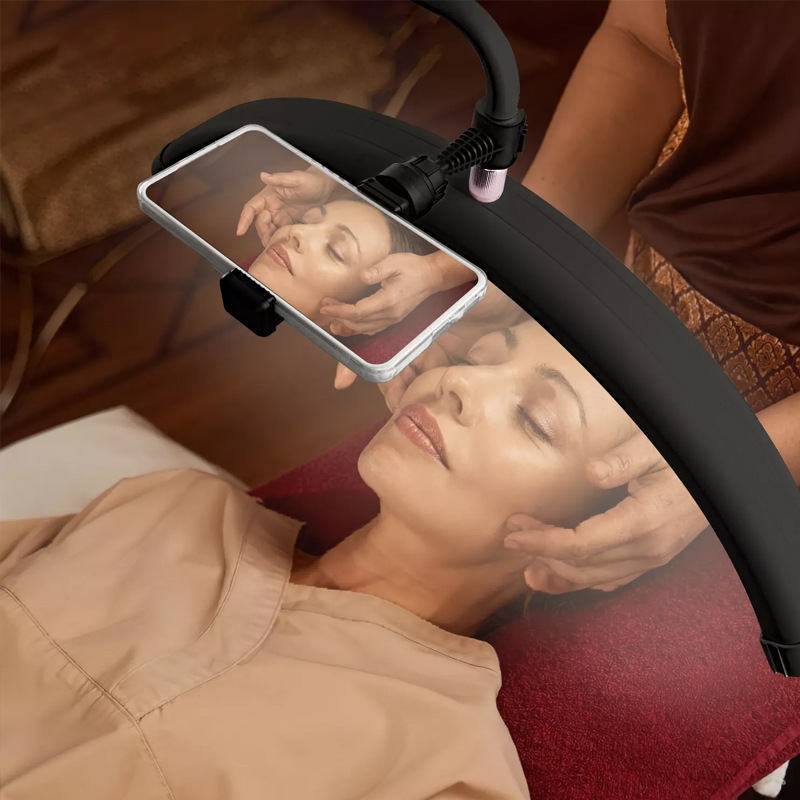 Cross-border 24-inch half-moon beauty lamp for beauty salons, microblading, nail art, eyebrow tattooing, eyelash extension LED eye care U-shaped floor lamp