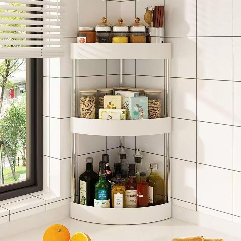 Kitchen Storage Rack, Corner Triangular Spice Rack, Bathroom Sink Corner Storage Rack, Simple Oil, Salt, Sauce, and Vinegar Organizer